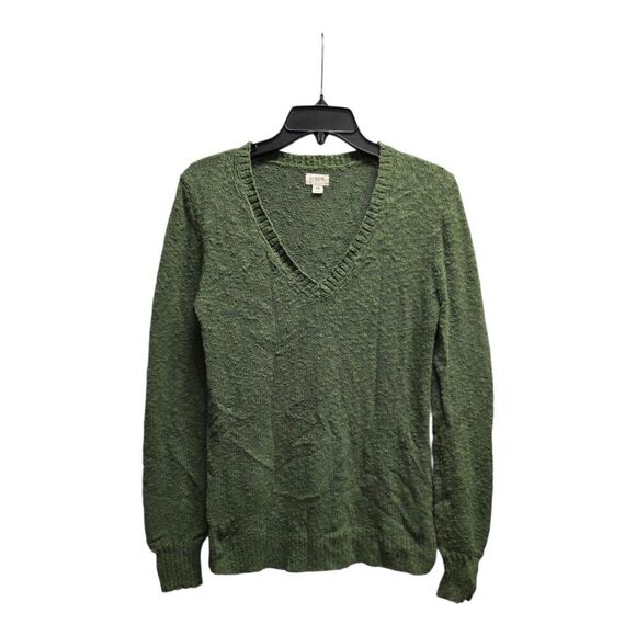 J. Crew Green V neck Sweater Cotton Blend XS - Picture 1 of 4